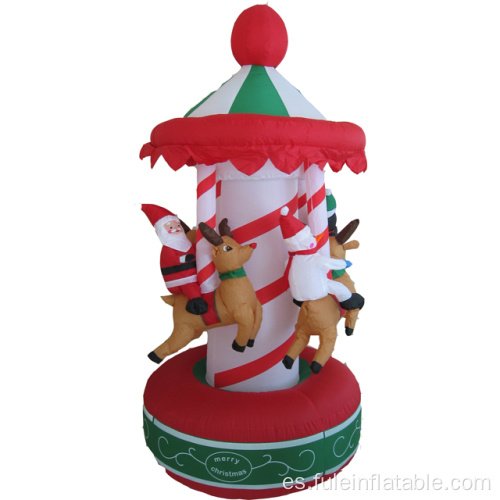 Carrusel giratorio inflable de felices fiestas para Navidad